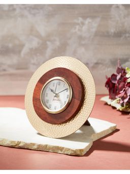 Fabindia - Golden Table Hammered Wooden Table Clock