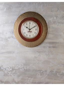 Fabindia - Golden Swarnim Hammered Wooden Wall Clock