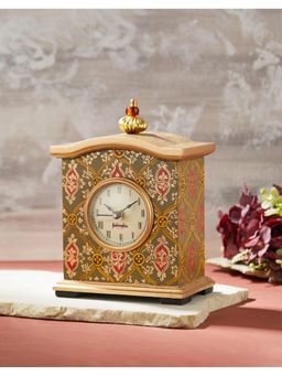 Fabindia - Green Darohar Painted Wooden Table Clock