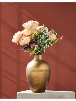 Fabindia - Golden Ovel Etched Metal Table Vase