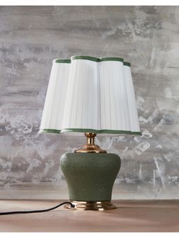 Fabindia - Green Texture Metal Table Lamp With Shade