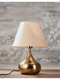 Fabindia - Golden Sand Casting Metal Table Lamp With Shade