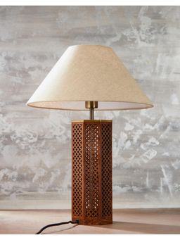 Fabindia - Brown Cutwork Mango Wooden Table Lamp