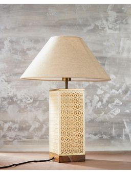 Fabindia - White Cutwork Resin Table Lamp