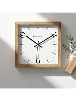 Spaces Unhooked - Natural Wooden Square Wall Clock