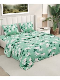 RIVERMOOR - Ultra Soft Premium Mint Blossoms Double Bed Size Bedsheet