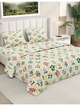 RIVERMOOR - Ultra Soft Premium Golden Trellis Double Bed Size Bedsheet
