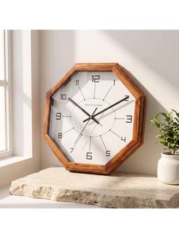 Spaces Unhooked - Modern Teak Wood Octagon Clock