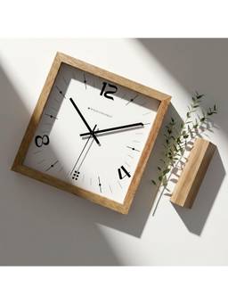 Spaces Unhooked - Teak Wood Square Wall Clock
