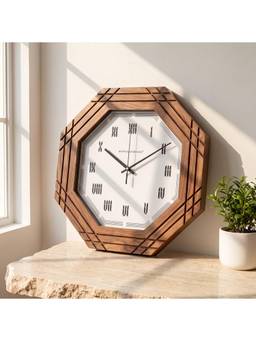 Spaces Unhooked - Designer Teak Wood Octagon Clock