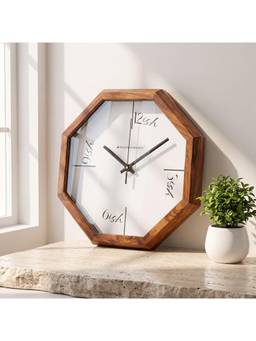Spaces Unhooked - Quirky "-Ish" Teak Wood Octagon Wall Clock