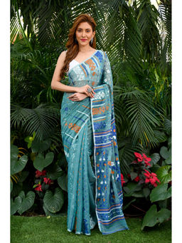 Beatitude - Multi-Color Jacquard Jamdani Cotton Silk Saree with Unstitched Blouse