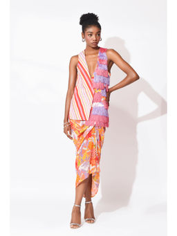 RISHI & VIBHUTI - Multi-Colour Craze Charm Jacket With Skirt (Set of 2)