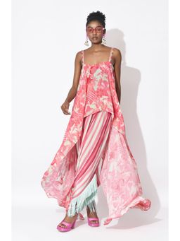 RISHI & VIBHUTI - Pink Breezy Bay Top With Dhoti Pant (Set of 2)