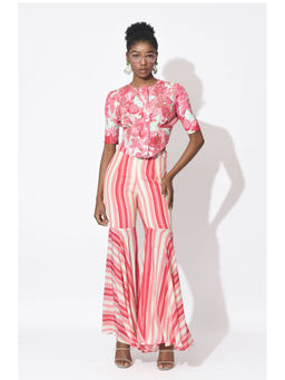 RISHI & VIBHUTI - Pink Love Struck Top With Pant (Set of 2)