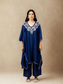 Gharana India - Navy Blue Sahiba Premium Chanderi Silk Baby Pink Co-Ord Set