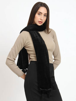 ANVI Be Yourself - Double Sided Velvet Rectangular Oblong Muffler Black