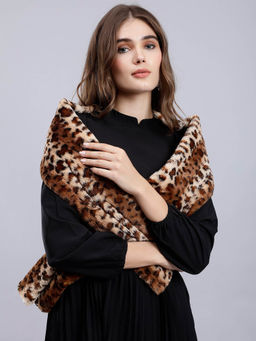 ANVI Be Yourself - Women Solid Fur Muffler Brown