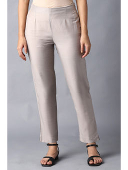 W - Grey Solid Slim Pants