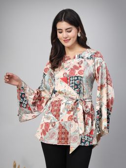 TANKHI - Multi-Color Printed Floral Fancy Top