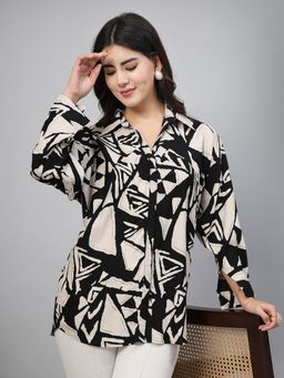 TANKHI - Women's Printed Black Shirt