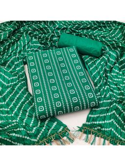 Zeepkart - Vichitra Cotton Blend Blue Printed Sequined Unstitched Dress Material (Set of 3)