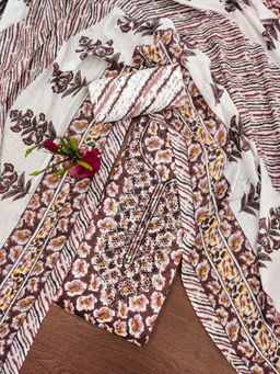 Zeepkart - Vichitra Cotton Blend Mauve Floral Sequined Unstitched Dress Material (Set of 3)