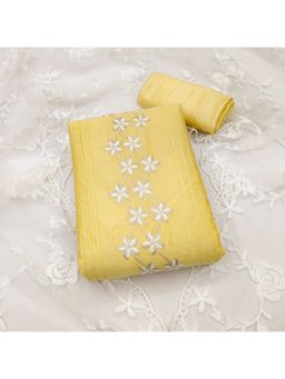 Zeepkart - Vichitra Chanderi Yellow Embroidered Thread Work Unstitched Dress Material (Set of 3)