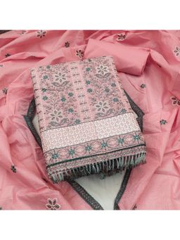 Zeepkart - Vichitra Cotton Blend Pink Embroidered Unstitched Dress Material (Set of 3)