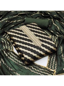 Zeepkart - Vichitra Chanderi Green Gota Embroidered Unstitched Dress Material (Set of 3)