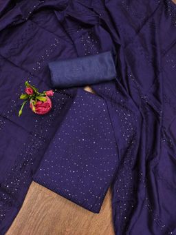 Zeepkart - Vichitra Chanderi Purple Embroidered Sequined Unstitched Dress Material (Set of 3)