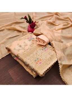 Zeepkart - Vichitra Chanderi Orange Woven Unstitched Dress Material (Set of 3)