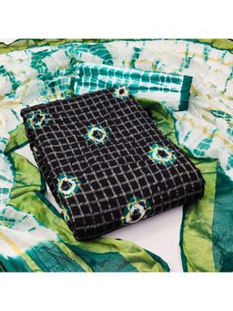 Zeepkart - Vichitra Cotton Blend Black Embroidered Printed Unstitched Dress Material (Set of 3)