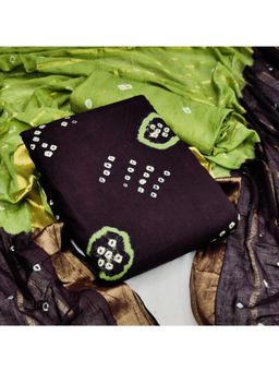 Zeepkart - Vichitra Cotton Blend Purple Bandhani Unstitched Dress Material (Set of 3)