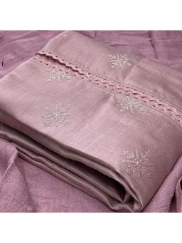 Zeepkart - Vichitra Silk Blend Purple Embroidered Sequined Unstitched Dress Material (Set of 3)