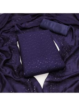 Zeepkart - Vichitra Chanderi Purple Embroidered Sequined Unstitched Dress Material (Set of 3)