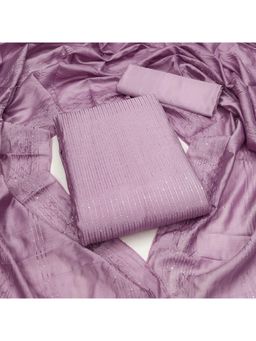 Zeepkart - Vichitra Chanderi Mauve Embroidered Sequined Unstitched Dress Material (Set of 3)