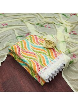 Zeepkart - Vichitra Georgette Multi-Color Embroidered Lace Work Unstitched Dress Material (Set of 3)