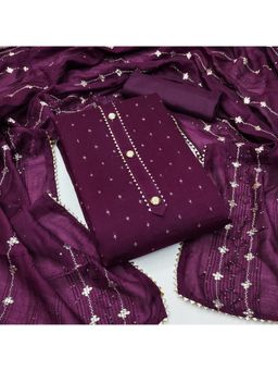 Zeepkart - Vichitra Chanderi Purple Sequined Gota Unstitched Dress Material (Set of 3)