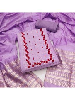 Zeepkart - Vichitra Georgette Lavender Embroidered Sequined Unstitched Dress Material (Set of 3)