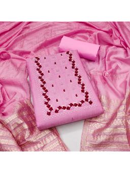 Zeepkart - Vichitra Georgette Pink Embroidered Sequined Unstitched Dress Material (Set of 3)