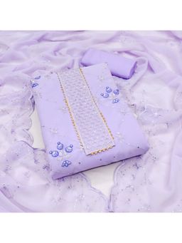 Zeepkart - Vichitra Georgette Lavender Embroidered Sequined Unstitched Dress Material (Set of 3)