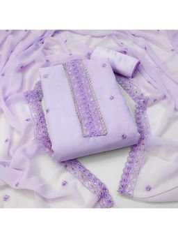Zeepkart - Vichitra Georgette Lavender Embroidered Sequined Unstitched Dress Material (Set of 3)