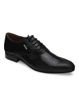 EZOK - Genuine Leather Black Textured Formal Derby For Men