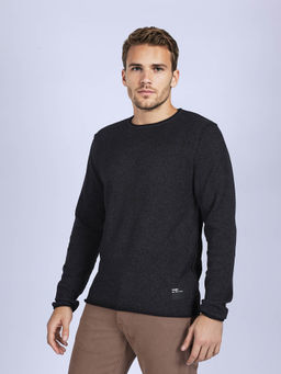 Wrangler - Men Solid Black Regular Fit Sweater