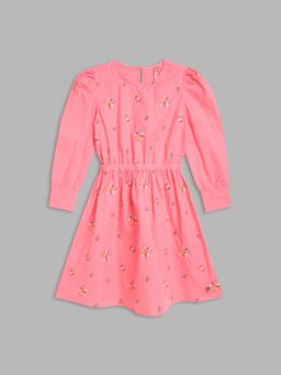 Blue Giraffe - Pink Embroidered Dress