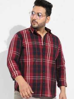 Instafab Plus - Men's Plaid Red Cotton Shirt