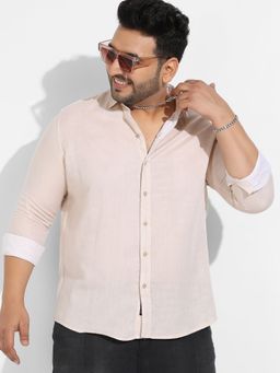 Instafab Plus - Men's Beige Basic Oxford Shirt