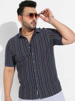 Instafab Plus - Men's Multicolour Contrast Knitted Shirt