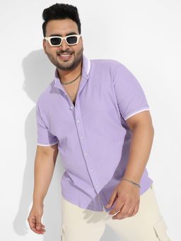 Instafab Plus - Men's Lavender Contrast Hem Shirt